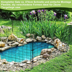 Hengda Teichzaun Gartenzaun Steckzaun, Zaunelemente metall Gitterzaun Set ür den Garten, Freigehege