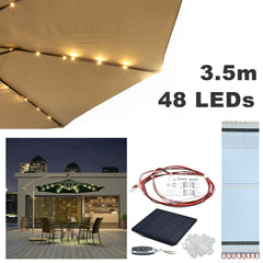 LED Solar Sonnenschirm Ø 350 cm Gartenschirm Terrassenschirm Sonnenschutz