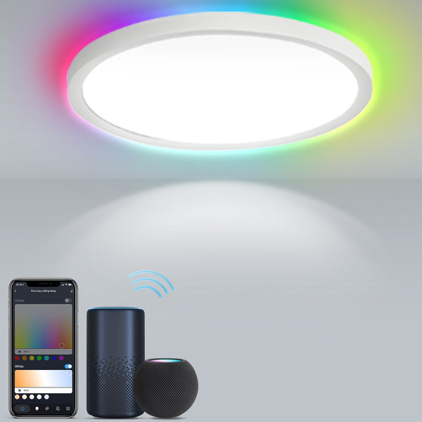 Hengda 24W 2040LM Alexa Lampe Deckenlampe Deckenleuchte Smart Dimmbar Kompatibel mit Alexa & Google 2700K-6500K, Farbwechsel Flach Schlafzimmer Lampe, IP44 für Kinderzimmer Badezimmer