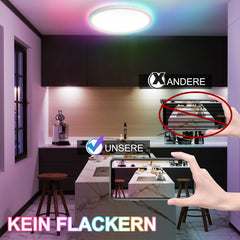 Hengda 24W 2040LM Alexa Lampe Deckenlampe Deckenleuchte Smart Dimmbar Kompatibel mit Alexa & Google 2700K-6500K, Farbwechsel Flach Schlafzimmer Lampe, IP44 für Kinderzimmer Badezimmer