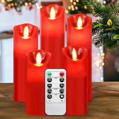 Hengda Flammenlose LED Kerzen 5er Set, Led Kerzen Flackernde Flamme, Echtwachs Kerzen mit Fernbedienung, mit Timerfunktion