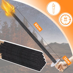 Hengda Wachsfackeln mit Handschutz, 90-100 min Brenndauer Wachs-Fackeln mit Langem Griff, Outdoor Fackeln für Wanderung & Party & Garten