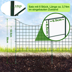 Hengda Teichzaun Gartenzaun Steckzaun, Zaunelemente metall Gitterzaun Set ür den Garten, Freigehege