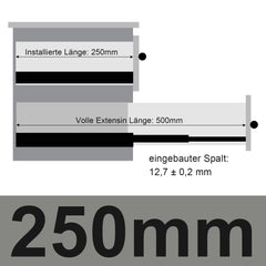 Hengda Schubladenschienen 250 - 550 mm, Schubladen  Schienensystem mit Selbsteinzug, Teleskopschiene vollauszug Schubladenauszüg, Kugelführung, Tragkraft 35 Kg