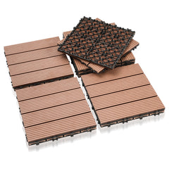 WPC Terrassenfliesen, 30x30 cm/30x60 cm Balkon Bodenfliese, Gartenfliesen mit Klick-System, Terrassendielen Balkonfliesen Klickfliesen, Anthrazit, Braun