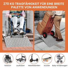 Hengda Türschwellenrampe, Rollstuhlrampe, 60/80/100cm Alu Auffahrrampe, Schwellenbrücke