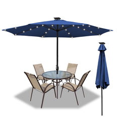 LED Solar Sonnenschirm Ø 350 cm Gartenschirm Terrassenschirm Sonnenschutz