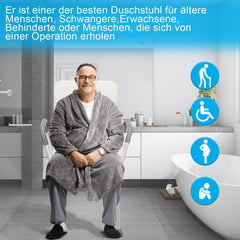 Hengda Duschhocker für Senioren Duschstuhl mit Armlehnen und Rückenlehne Badezimmerhocker bis 136kg Badhocker Höhenverstellbar Badhocker für die Dusche