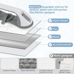 Hengda 2PC Badewannengriff MAX 110 KG, 28CM Haltegriff Dusche mit Saugnapf, Abnehmbare Duschgriff, ohne Bohren