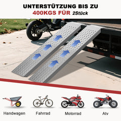 Hengda 2 Stück Auffahrrampe 135cm, Laderampe Verladerampe verzinkter Stahl, Anhängerrampe max. 400kg, rutschfeste Verladeschiene, Motorradrampe