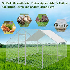 Hengda Hühnerstall Hühnerhaus Saustierkäfig 3x4x2m Geflügelstall Außengehege Freilaufgehege Verzinkter Stahl Hühnerhaus