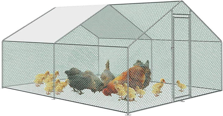 Hengda Hühnerstall Hühnerhaus Saustierkäfig 3x4x2m Geflügelstall Außengehege Freilaufgehege Verzinkter Stahl Hühnerhaus