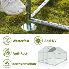Hengda Hühnerstall Hühnerhaus Saustierkäfig 3x4x2m Geflügelstall Außengehege Freilaufgehege Verzinkter Stahl Hühnerhaus