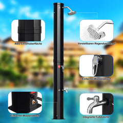 Hengda Solardusche 20/35/40 Liter Solar Gartendusche Inkl. Schutzhaube und 180° Regenduschkopf, bis 60°C, 50 PSI Wasserdruck, ohne Stromanschluss, für den Garten Urlaub und Camping