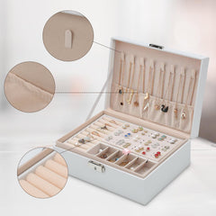 Hengda Schmuckkasten, Schmuckkoffer, abschließbar, 2 Ebenen, mit Spiegel