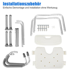 Hengda Duschstuhl mit abnehmbaren Armen und Rückenlehne, Duschhocker für senioren, Höhenverstellbar 56-69cm, bis 136 kg belastbar