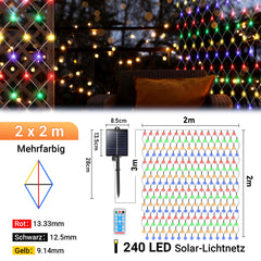 Hengda Solar LED Lichternetz, IP44 LED Lichterkette, Lichtervorhang für Fenster Garten