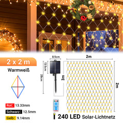 Hengda Solar LED Lichternetz, IP44 LED Lichterkette, Lichtervorhang für Fenster Garten