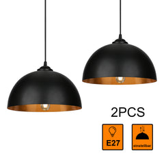Hengda 2x Retro Pendelleuchte, Vintage Industrielle LED Hängelampe für max 60W, Ø 30cm (Ohne Leuchtmitte)