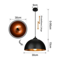 Hengda 2x Retro Pendelleuchte, Vintage Industrielle LED Hängelampe für max 60W, Ø 30cm (Ohne Leuchtmitte)