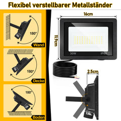 Hengda LED Strahler Außen Dimmbar, LED Fluter 3000K/4000K/6500K, IP66 Wasserdicht Scheinwerfer (kein Stecker)