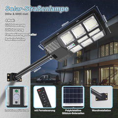 Hengda 300W/400W Straßenlampe Solar Straßenlaternen mit Fernbedienung Strassenlaterne LED Außen Wasserdichtes Solar Flutlichter 6500k Kaltesweiß IP67 Wasserdicht Solarlampen Outdoor Hof Garage [Energieklasse F]