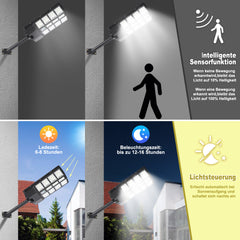 Hengda 300W/400W Straßenlampe Solar Straßenlaternen mit Fernbedienung Strassenlaterne LED Außen Wasserdichtes Solar Flutlichter 6500k Kaltesweiß IP67 Wasserdicht Solarlampen Outdoor Hof Garage [Energieklasse F]