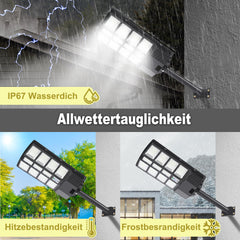 Hengda 300W/400W Straßenlampe Solar Straßenlaternen mit Fernbedienung Strassenlaterne LED Außen Wasserdichtes Solar Flutlichter 6500k Kaltesweiß IP67 Wasserdicht Solarlampen Outdoor Hof Garage [Energieklasse F]