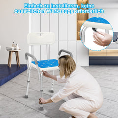 Hengda Duschhocker für Senioren Duschstuhl mit Armlehnen und Rückenlehne Badezimmerhocker bis 136kg Badhocker Höhenverstellbar Badhocker für die Dusche