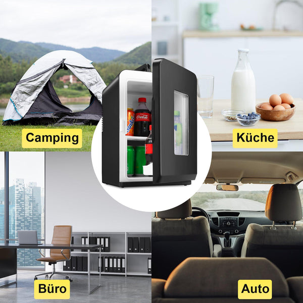 Hengda 2in1 Mini Kühlschrank Kühlbox 15L, Tragbarer Kühl- und Heizkühlschrank mit 220V AC/12V DC für den Auto- und Heimgebrauch [Energieklasse F]