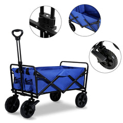 Hengda Bollerwagen faltbar Transportkarre Gerätewagen mit 360 Grad drehbaren Rädern, 96L 100KG Tragkraft, Seitentasche Getränkehalter verstellbarem Griff