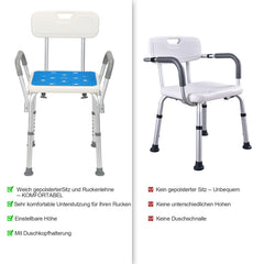 Hengda Duschhocker für Senioren Duschstuhl mit Armlehnen und Rückenlehne Badezimmerhocker bis 136kg Badhocker Höhenverstellbar Badhocker für die Dusche