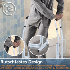 Hengda Mobile Toiletten Aufstehhilfe, Toilettengestell mit Ablagekorb, Höhenverstellbar WC Stützgestell, Toilettenstützgestell für Senioren, Deaktiviert, Schwangere