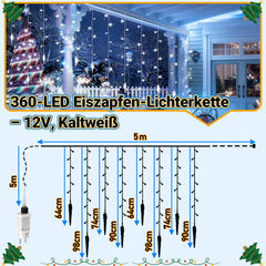 Hengda Eiszapfen Lichterkette, mit Fernbedienung, Außen, 8 Modi & Timer, Weihnachtsdeko