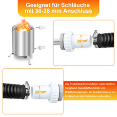 Hengda Poolheizung mit Feuer und Heizspirale, mit Feuerfestmatten und Tablett, Poolheizung Feuertonne, 100% rostfreier Edelstahl Schwimmbadheizung Ø 36/38 mm Anschlüsse