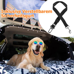Hengda Hundegitter Auto, Autoschutzgitter Verstellbare Breite, Kopfstützen-Hundegitter mit Sicherheitsgurt Hundeschutzgitter