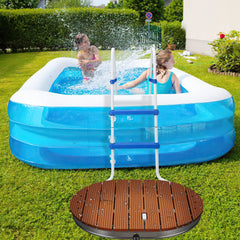 Hengda Bodendusche Gartendusche, Außendusche aus WPC und Aluminium, mit einstellbar Fußrad Bis 4m Fontänenhöhe, rutschfeste Wetterfest Aussendusche mit 22 Kupferdüsen