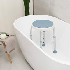 Hengda Duschhocker für Senioren, 360°Drehbarer Runder Badhocker, höhenverstellbarer,Rutschfester Badezimmerhocker,Duschhilfe，belastbar bis 136 kg