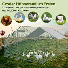Hengda Hühnerstall 3x3x2m Hühnerhaus Kleintierstall Freilaufgehege Kleintiergehege Voliere Freigehege Hühnerkäfig Geflügelstall Verzinkter Stahlrahmen mit Dach