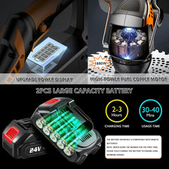 Hengda Gartenstrimmer Kabelloser Teleskop-24-V-Grasschneider Elektrischer 3-in-1-Rasenkantenschneider Freischneider 90°-Kopf schwenkbar für Gartenräumung von Unkraut Blumenbäumen,grün