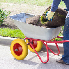 Hengda Schubkarrenrad PU Vollgummi Reifen mit Achse 4.80 4.00-8 Ø 390mm Gummirad, pannensicher, bis 200 kg