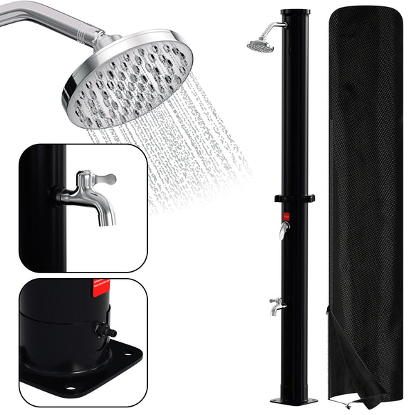 Hengda Solardusche 20/35/40 Liter Solar Gartendusche Inkl. Schutzhaube und 180° Regenduschkopf, bis 60°C, 50 PSI Wasserdruck, ohne Stromanschluss, für den Garten Urlaub und Camping