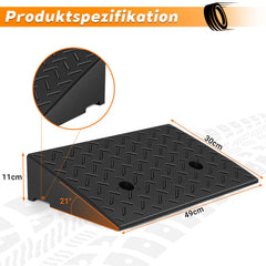 Hengda 2 Stück Auffahrrampe Gummi, Bordsteinrampe, Rollstuhlrampe 49x30x11cm
