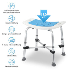 Hengda Duschhocker für Senioren,mit Doppelt Verstärkter Querbalken und Kissen Höhenverstellbarer Badewannensitz für Senioren,Maximale Belastbarkeit 180kg
