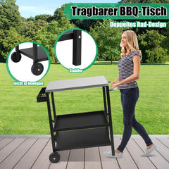 Hengda Grillwagen, Grilltisch Höhenverstellbar, BBQ Arbeitsfläche, auf Rädern