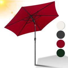 Hengda Sonnenschirm 270 cm Gartenschirm knickbar, Strandschirm strand Neigungswinkel und Höhe verstellbar, beidseitig um 30° Kippbar, ohne Ständer