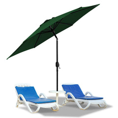 Hengda Sonnenschirm 270 cm Gartenschirm knickbar, Strandschirm strand Neigungswinkel und Höhe verstellbar, beidseitig um 30° Kippbar, ohne Ständer