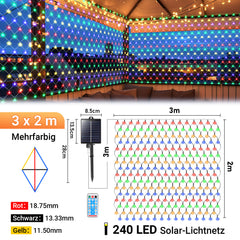 Hengda Solar LED Lichternetz, IP44 LED Lichterkette, Lichtervorhang für Fenster Garten