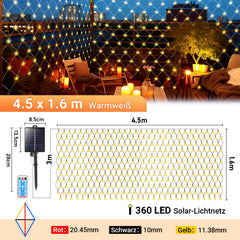 Hengda Solar LED Lichternetz, IP44 LED Lichterkette, Lichtervorhang für Fenster Garten