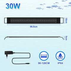 Hengda LED Aquarium Beleuchtung, 24/7 Modus, wasserdicht, 55-150cm, Aufsetzleuchte Vollspektrum Licht